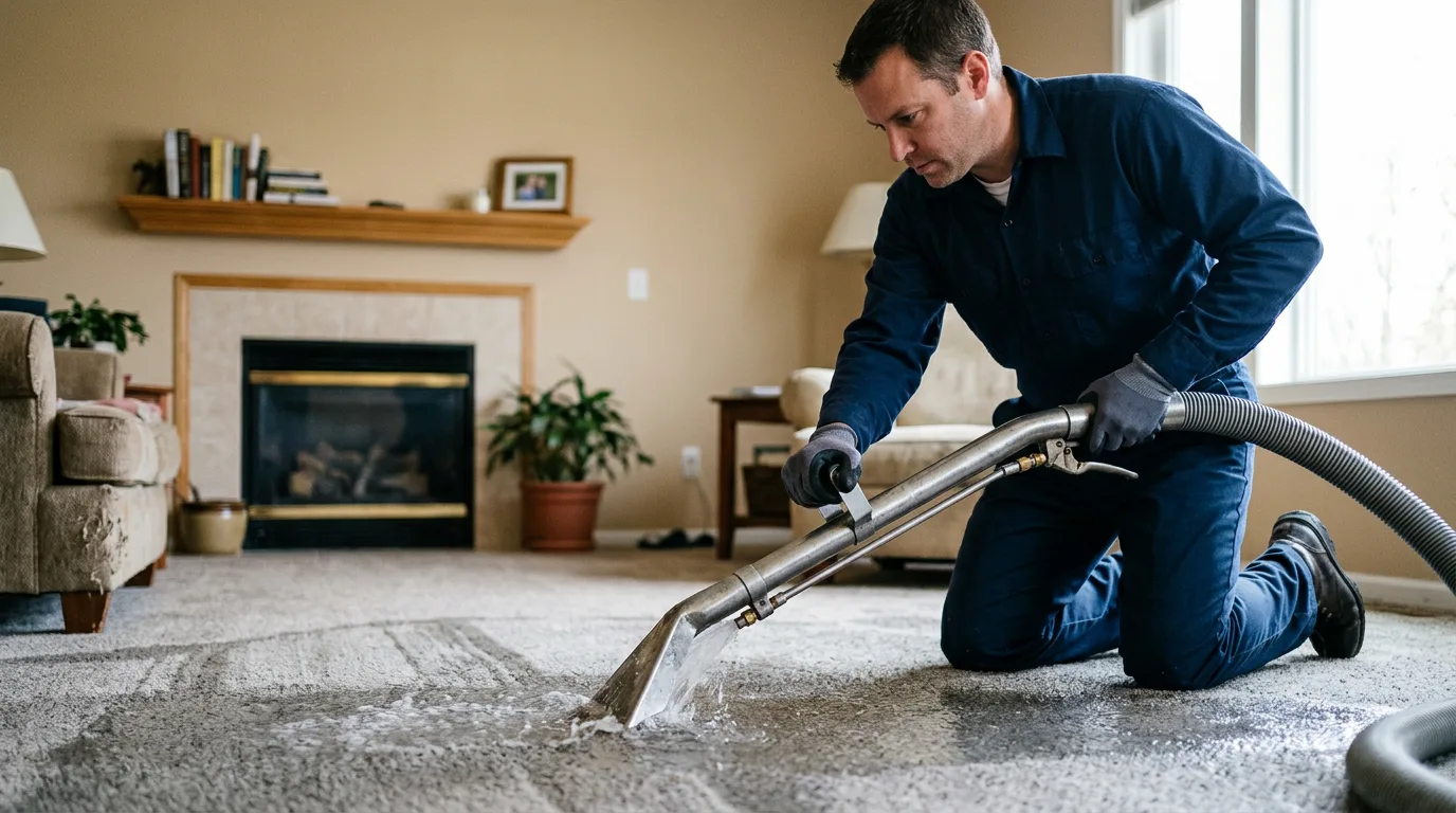 Water damage restoration technician working near Vincentown, NJ